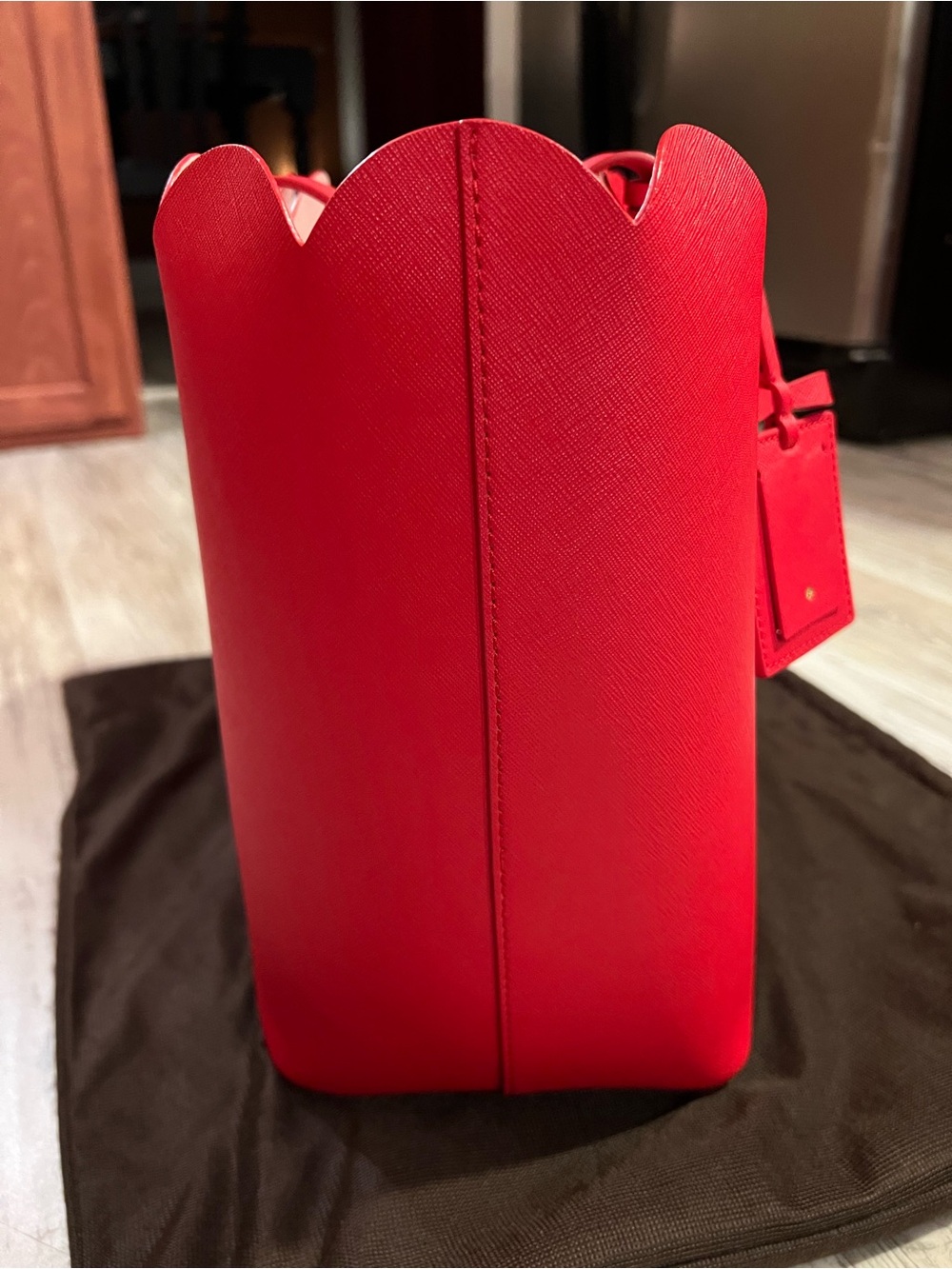 kate spade Carrigan Cherry Red Scallop-Edge Tote - Lily Ave - Picture 8 of 8